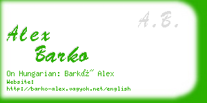 alex barko business card