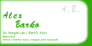 alex barko business card